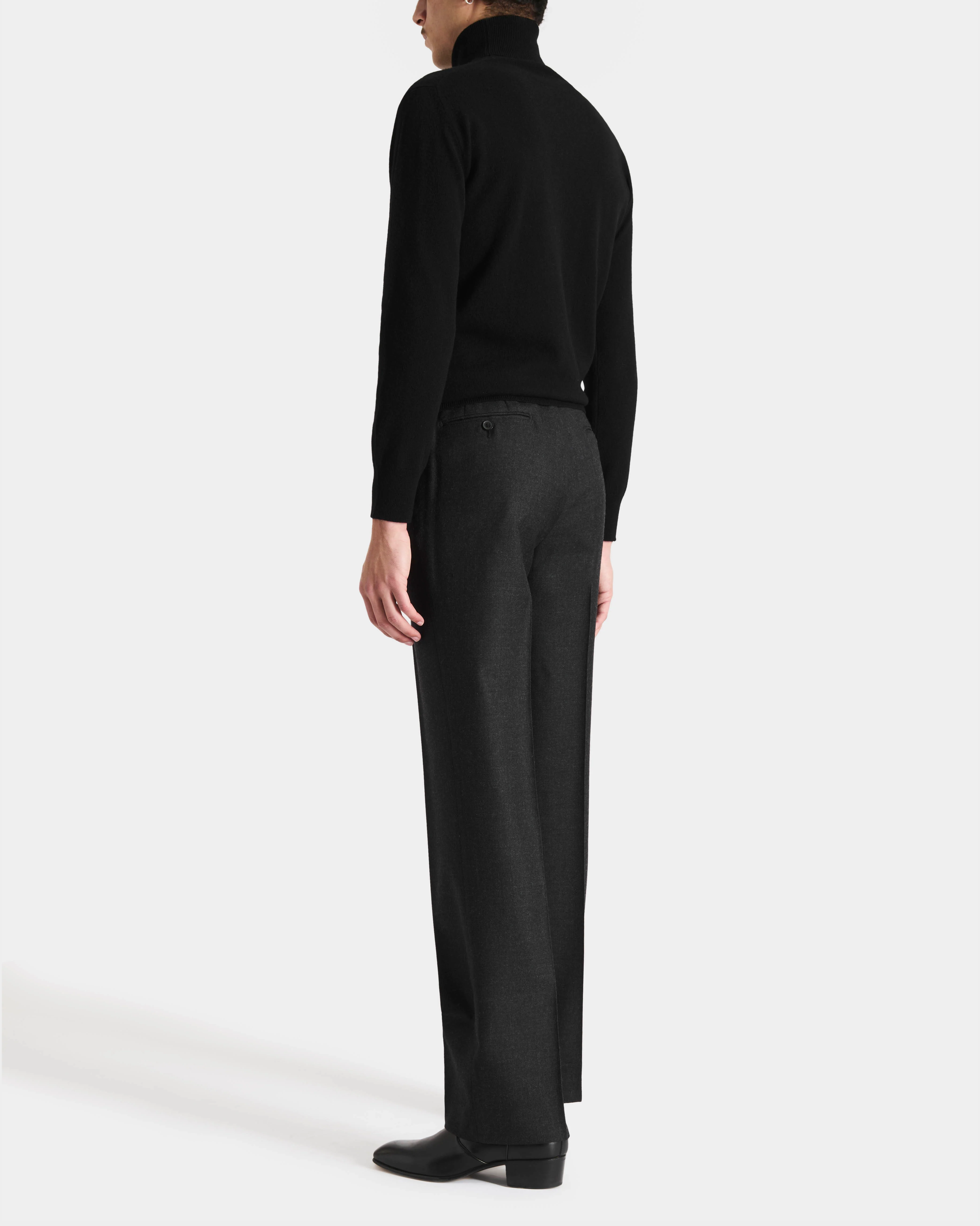 PANTALON DROIT TAILLE HAUTE EN SERGÉ DE LAINE - ANTHRACITE - Image 6