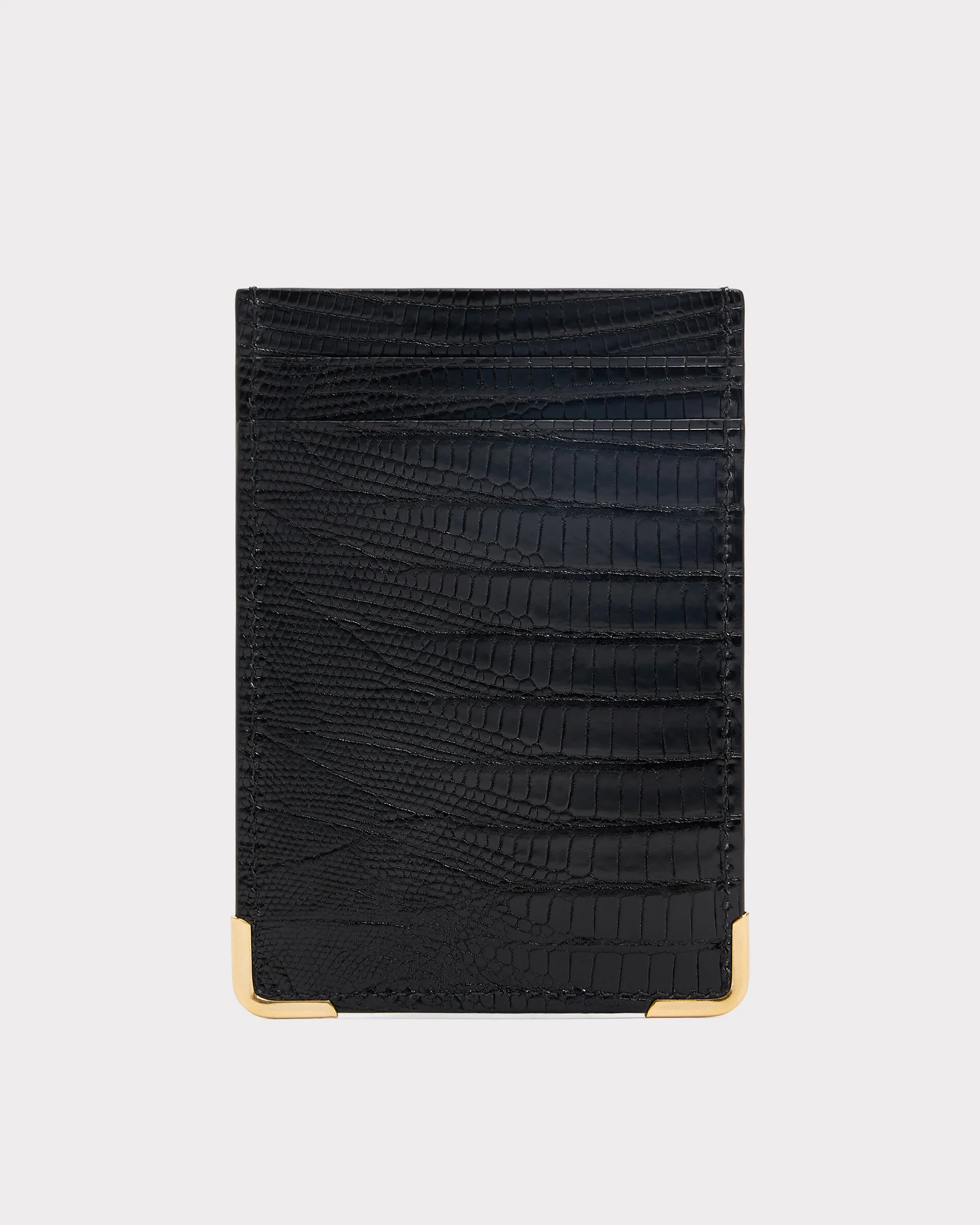PORTE-CARTES VERTICAL EN CUIR DE LĂZARD - NOIR - Image 3
