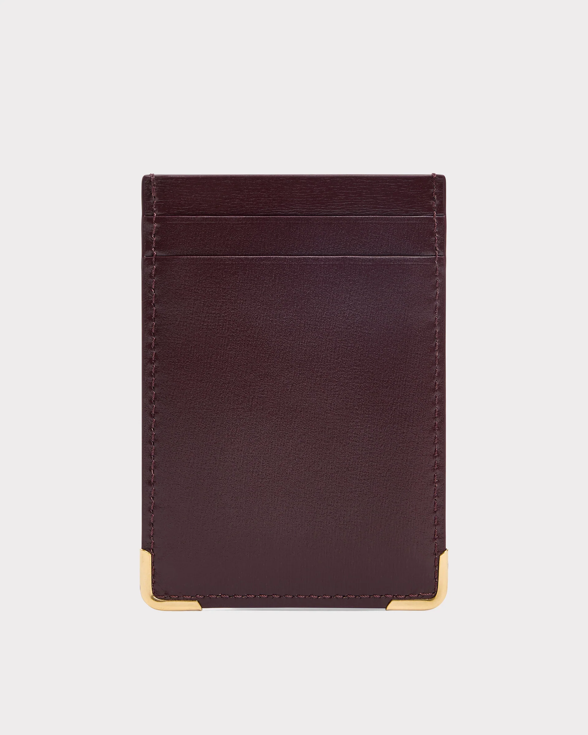 PORTE-CARTES VERTICAL EN CUIR DE VEAU BOX - BORDEAUX - Image 3