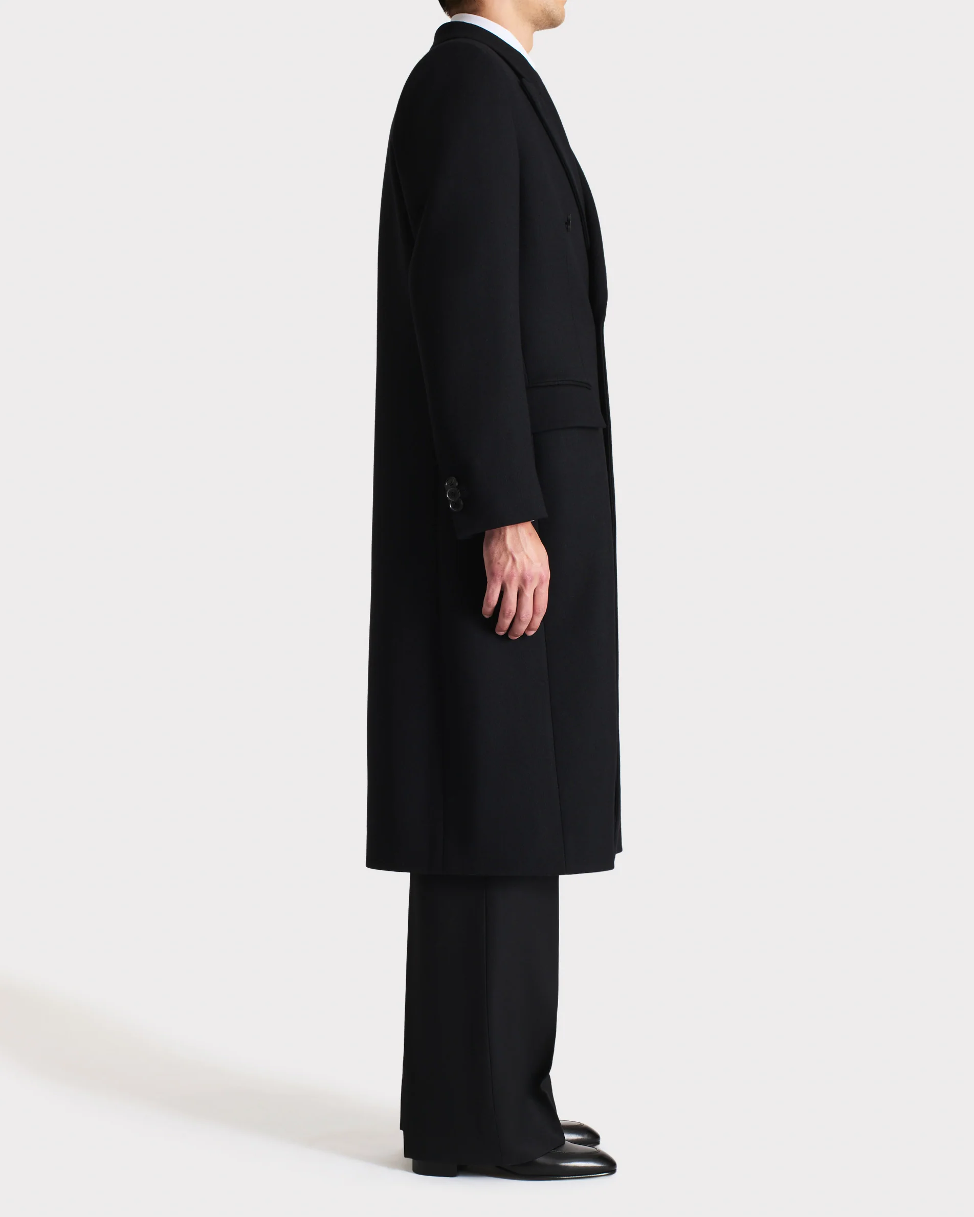 MANTEAU CROISÉ EN SERGÉ DE LAINE VIERGE - NOIR - Image 5