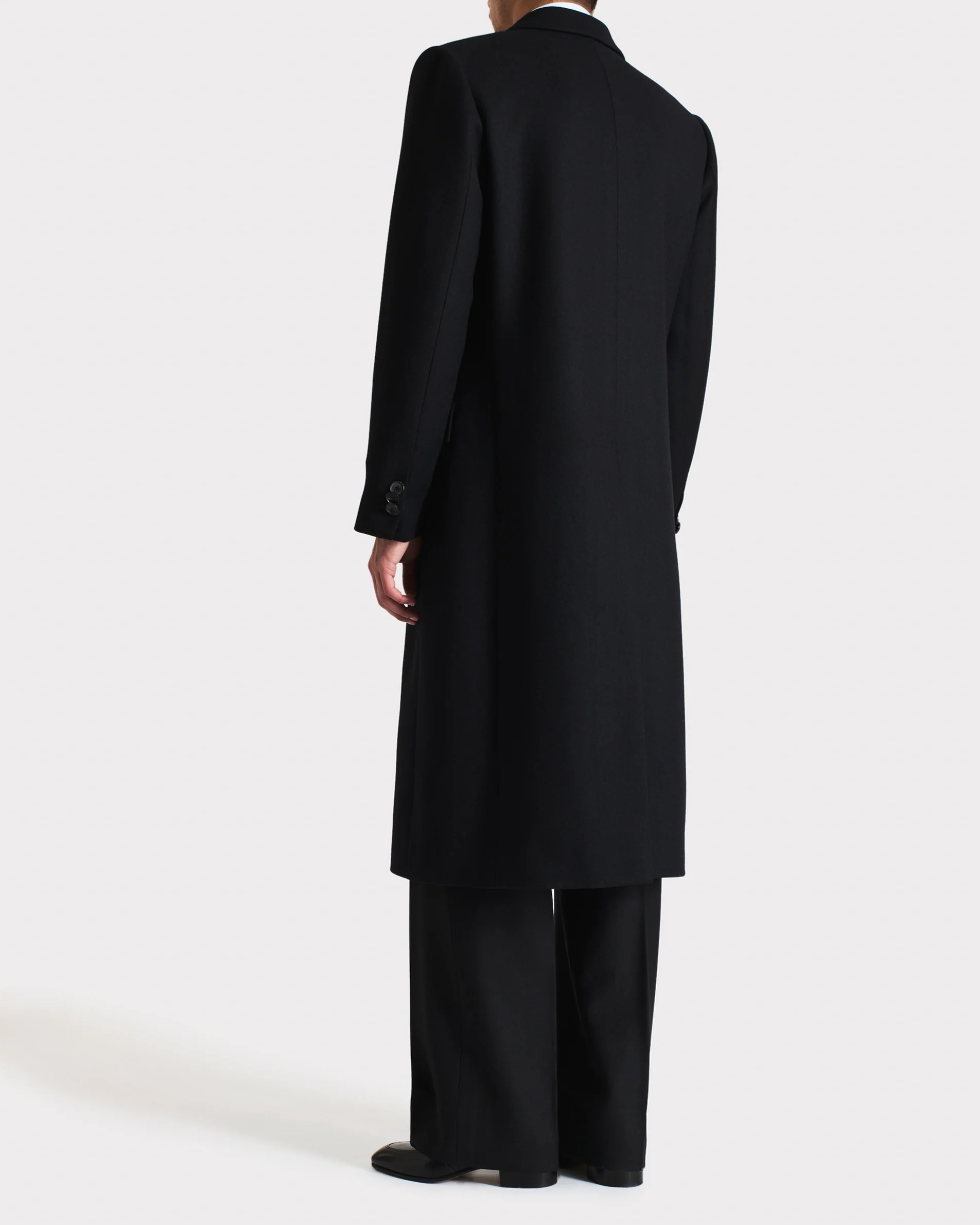 MANTEAU CROISÉ EN SERGÉ DE LAINE VIERGE - NOIR - Image 4