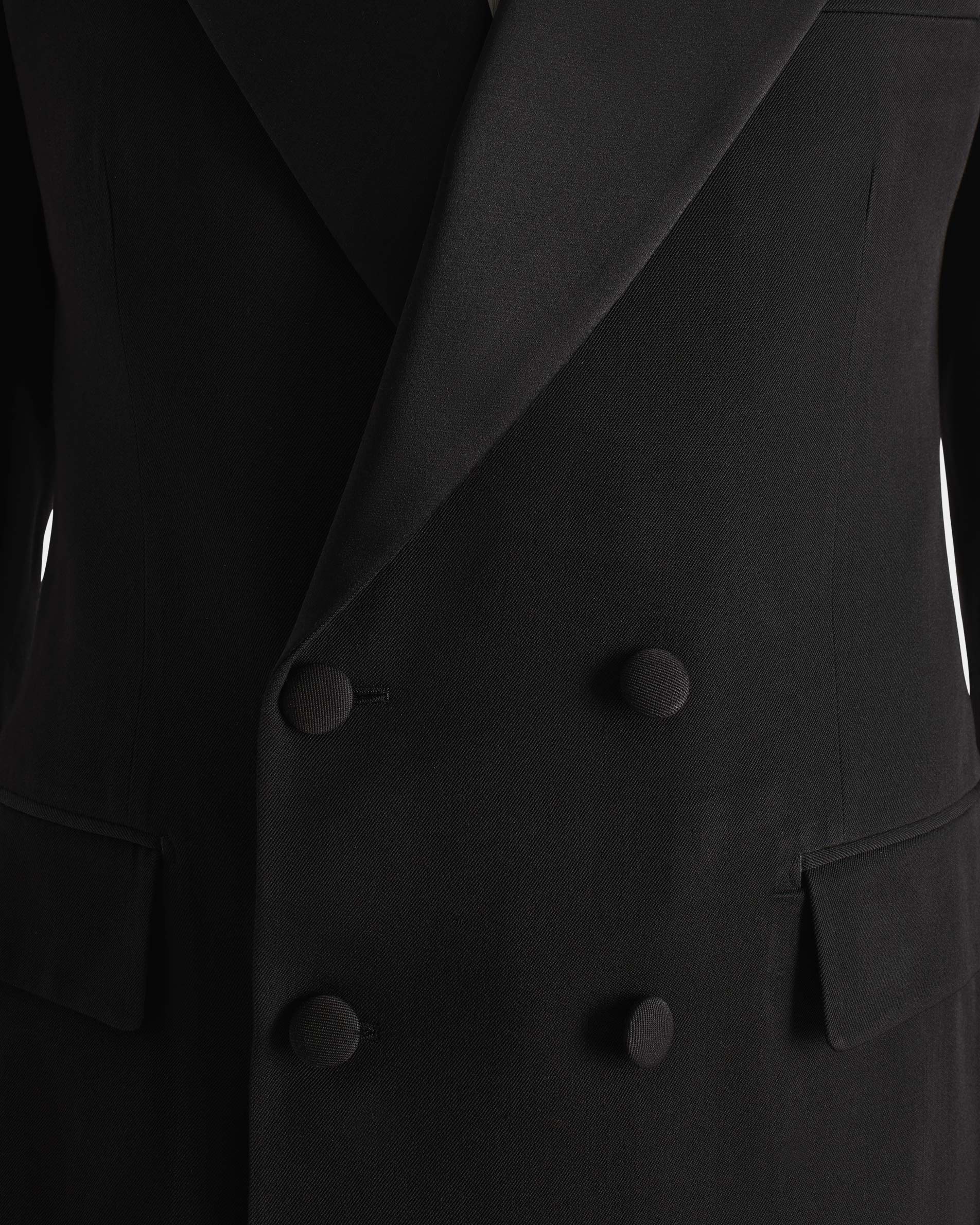 VESTE DE SMOKING CROISÉE EN LAINE VIERGE ET VISCOSE - NOIRE - Image 5