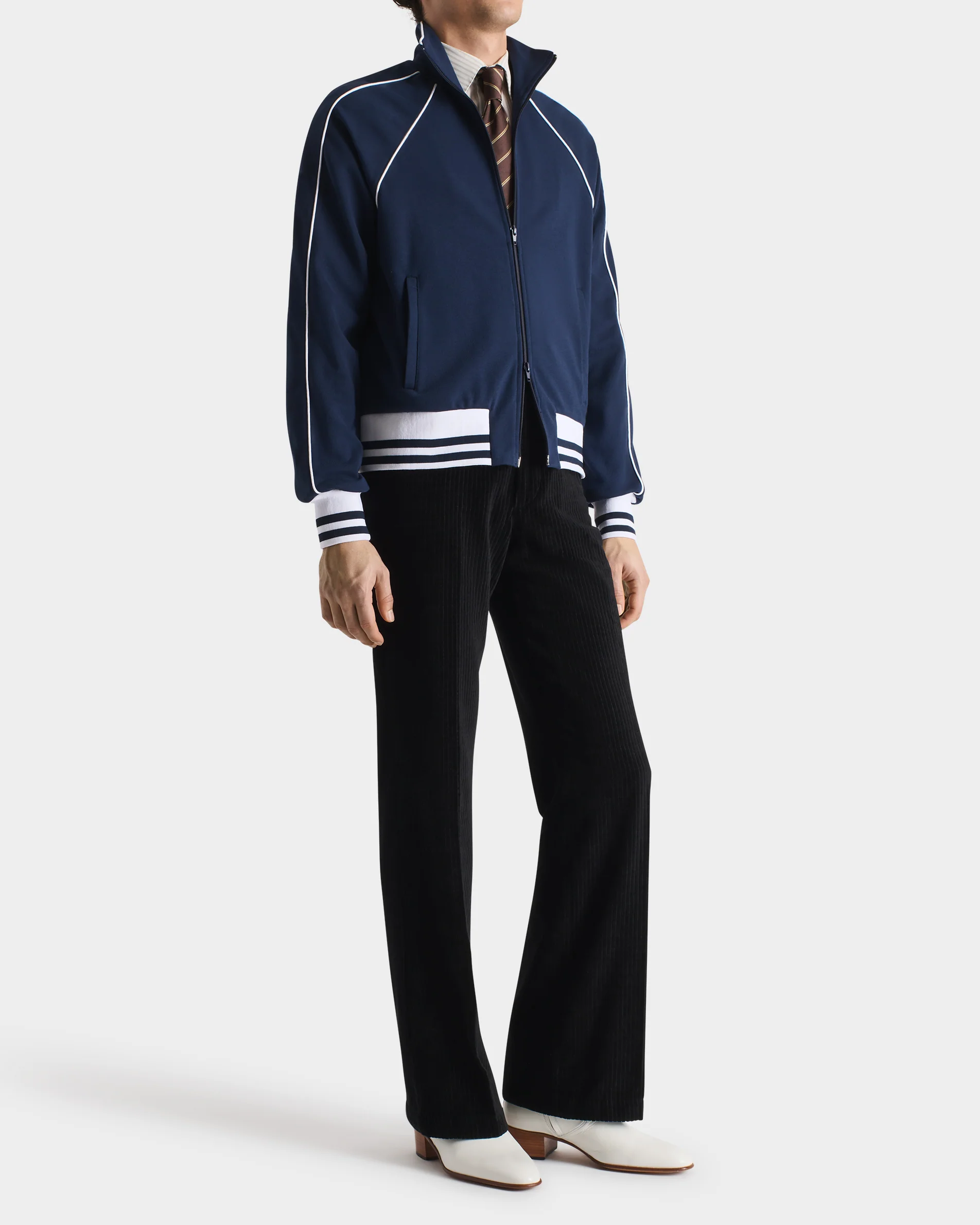 TRACK JACKET EN JERSEY DE POLYCOTON - BLEU FONCĂ - Image 3