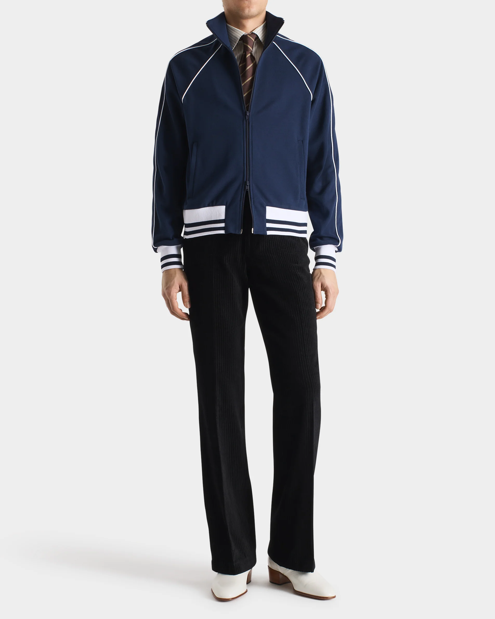 TRACK JACKET EN JERSEY DE POLYCOTON - BLEU FONCĂ - Image 4