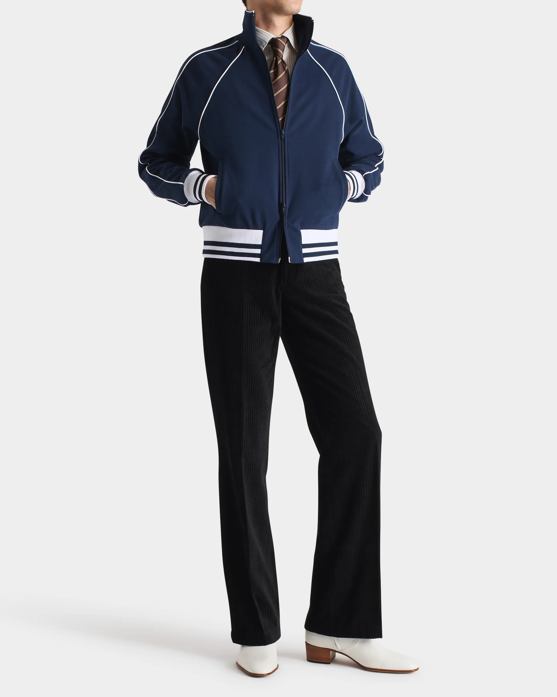 TRACK JACKET EN JERSEY DE POLYCOTON - BLEU FONCĂ - Image 7