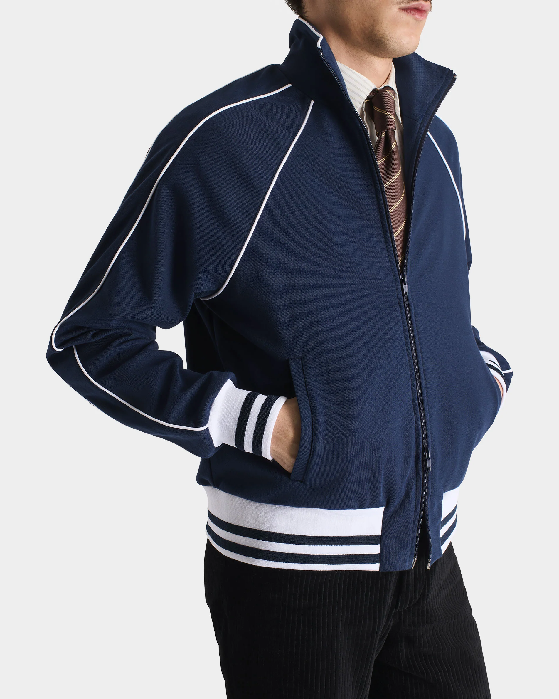 TRACK JACKET EN JERSEY DE POLYCOTON - BLEU FONCĂ - Image 8