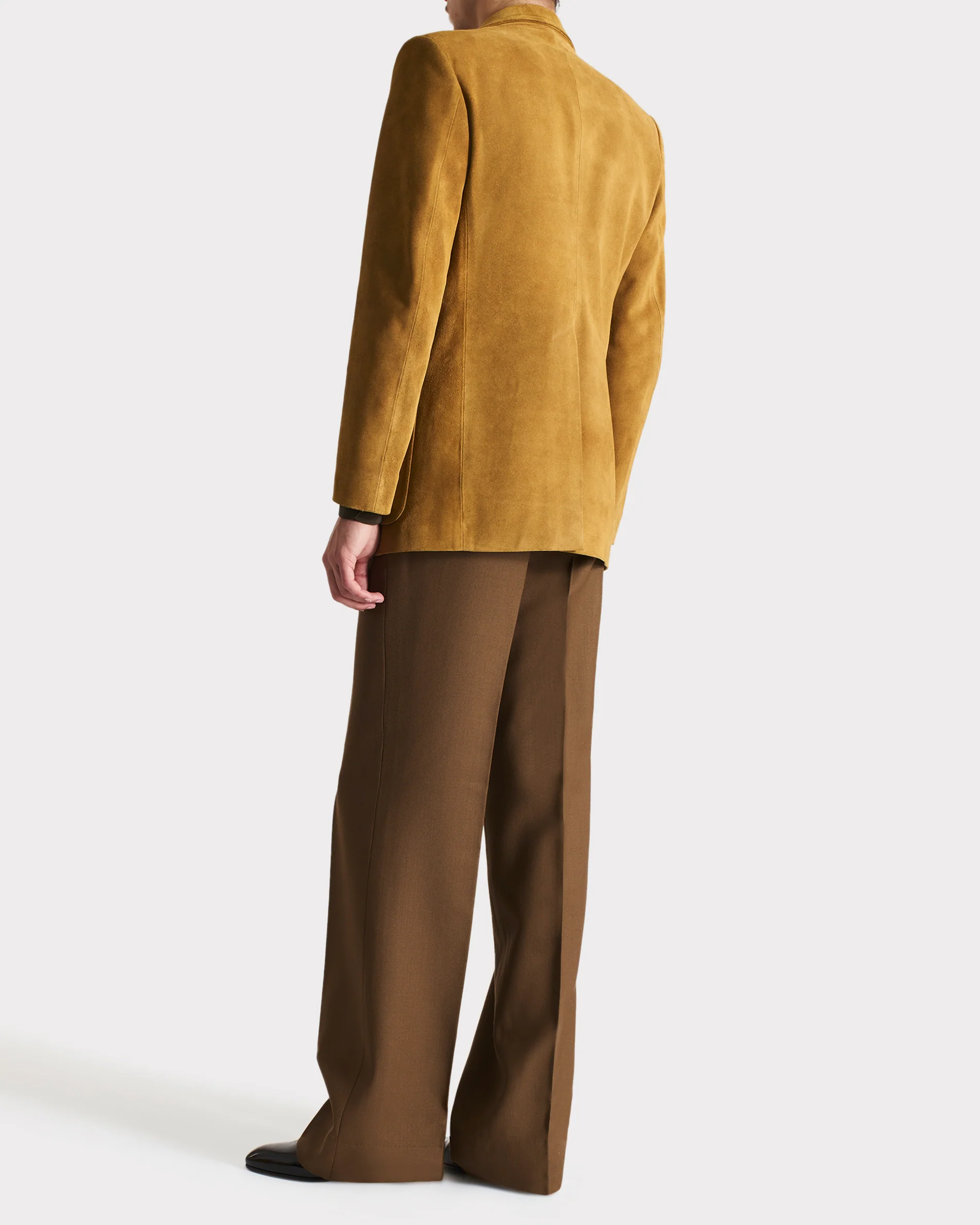 VESTE DROITE EN CUIR DE VEAU SUÉDÉ - CARAMEL - Image 4