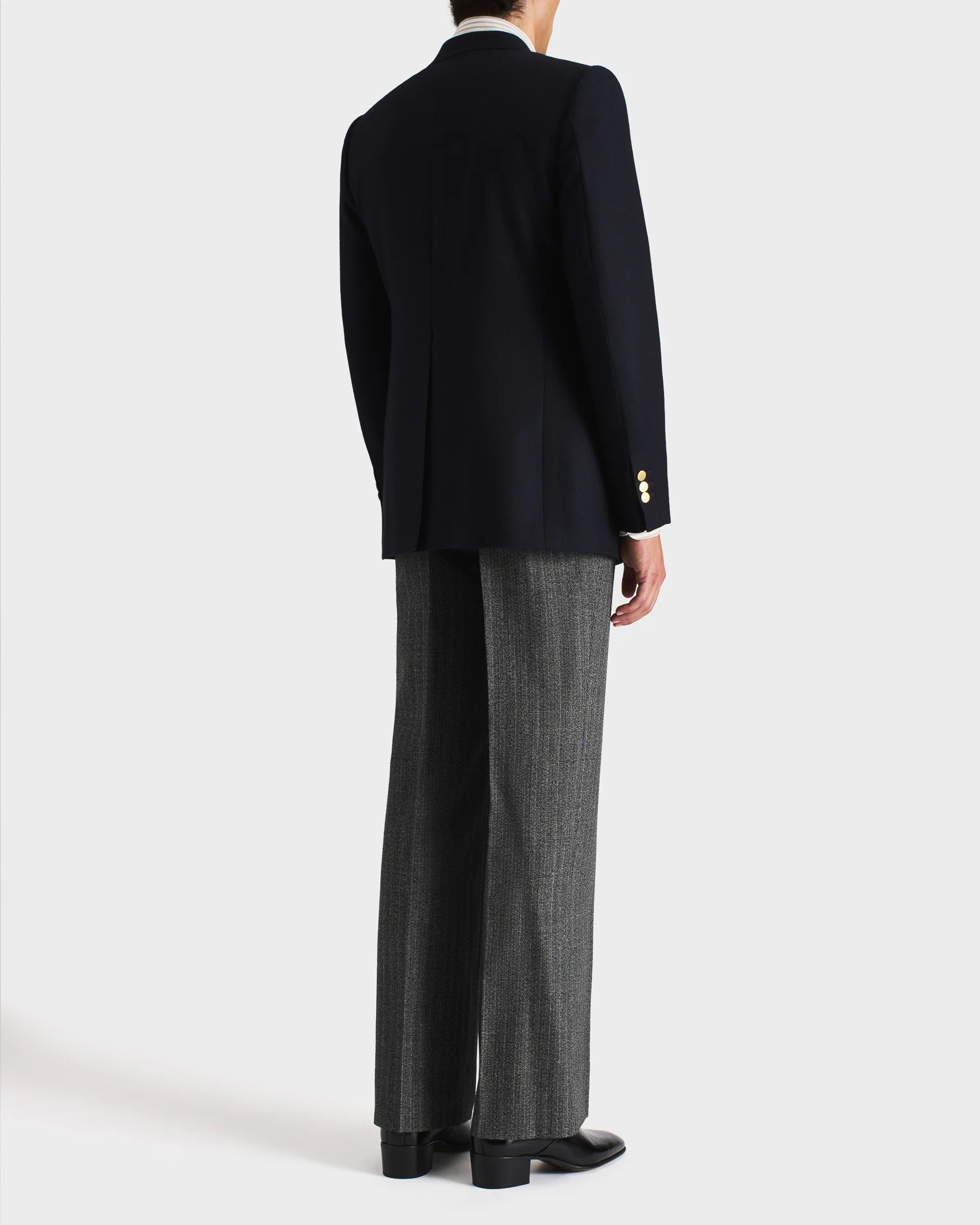 VESTE DROITE EN FLANELLE DE LAINE - BLEU MARINE - Image 3