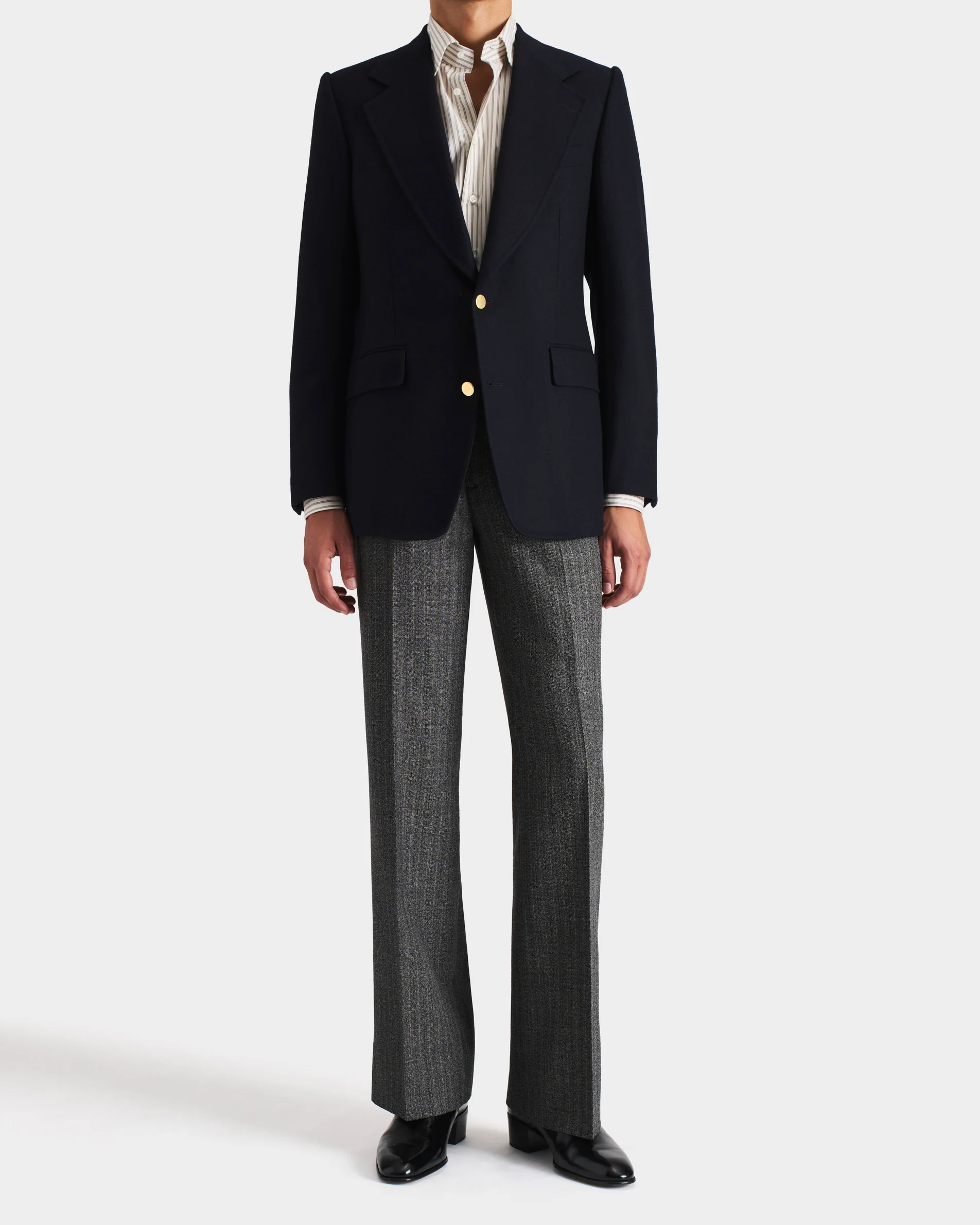 VESTE DROITE EN FLANELLE DE LAINE - BLEU MARINE - Image 4
