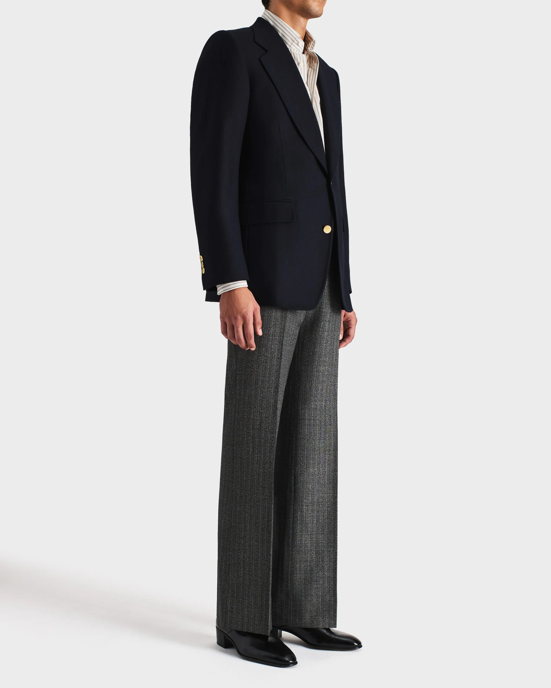 VESTE DROITE EN FLANELLE DE LAINE - BLEU MARINE - Image 5