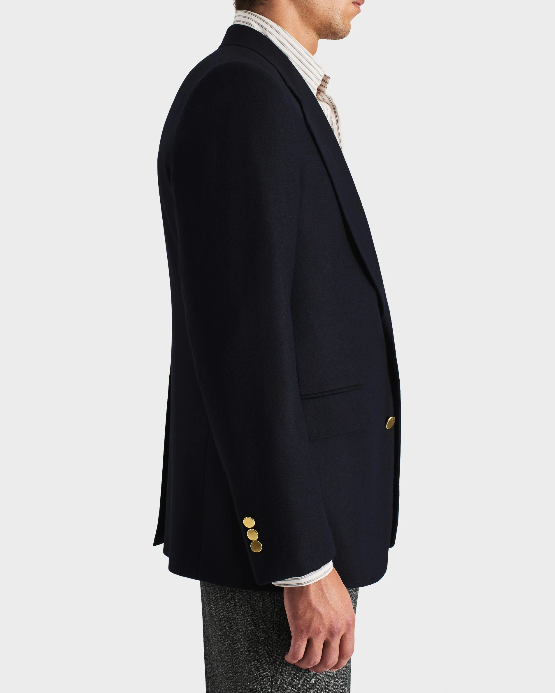 VESTE DROITE EN FLANELLE DE LAINE - BLEU MARINE - Image 6