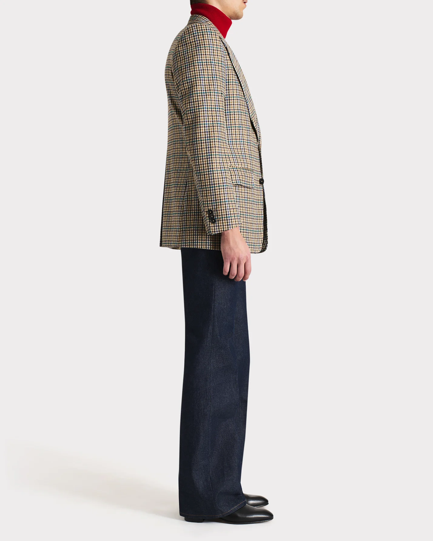 VESTE DROITE EN SERGÉ DE LAINE - PIED-DE-POULE MULTICOLORE - Image 3