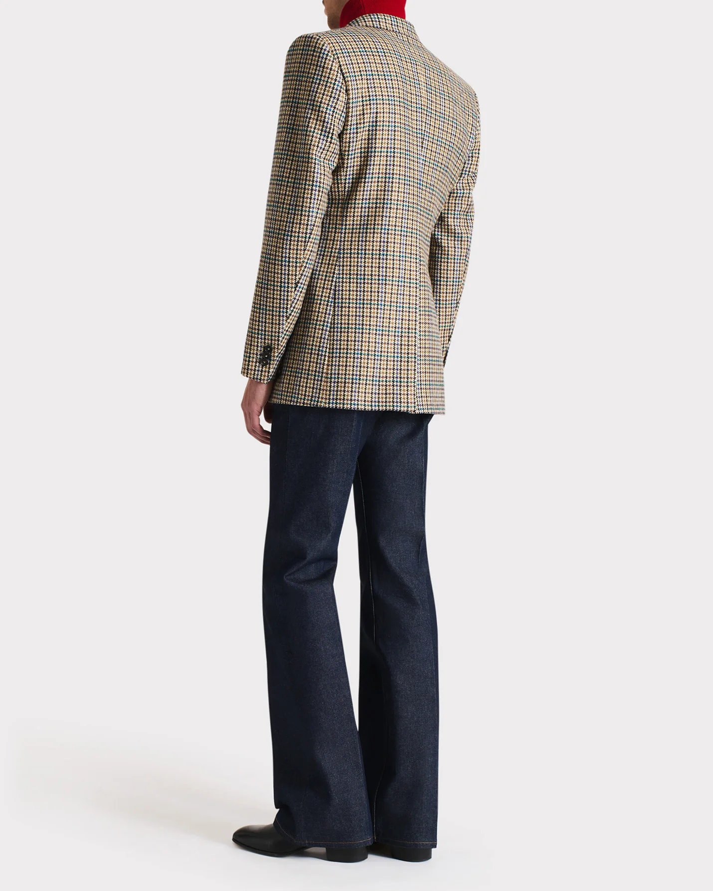 VESTE DROITE EN SERGÉ DE LAINE - PIED-DE-POULE MULTICOLORE - Image 4