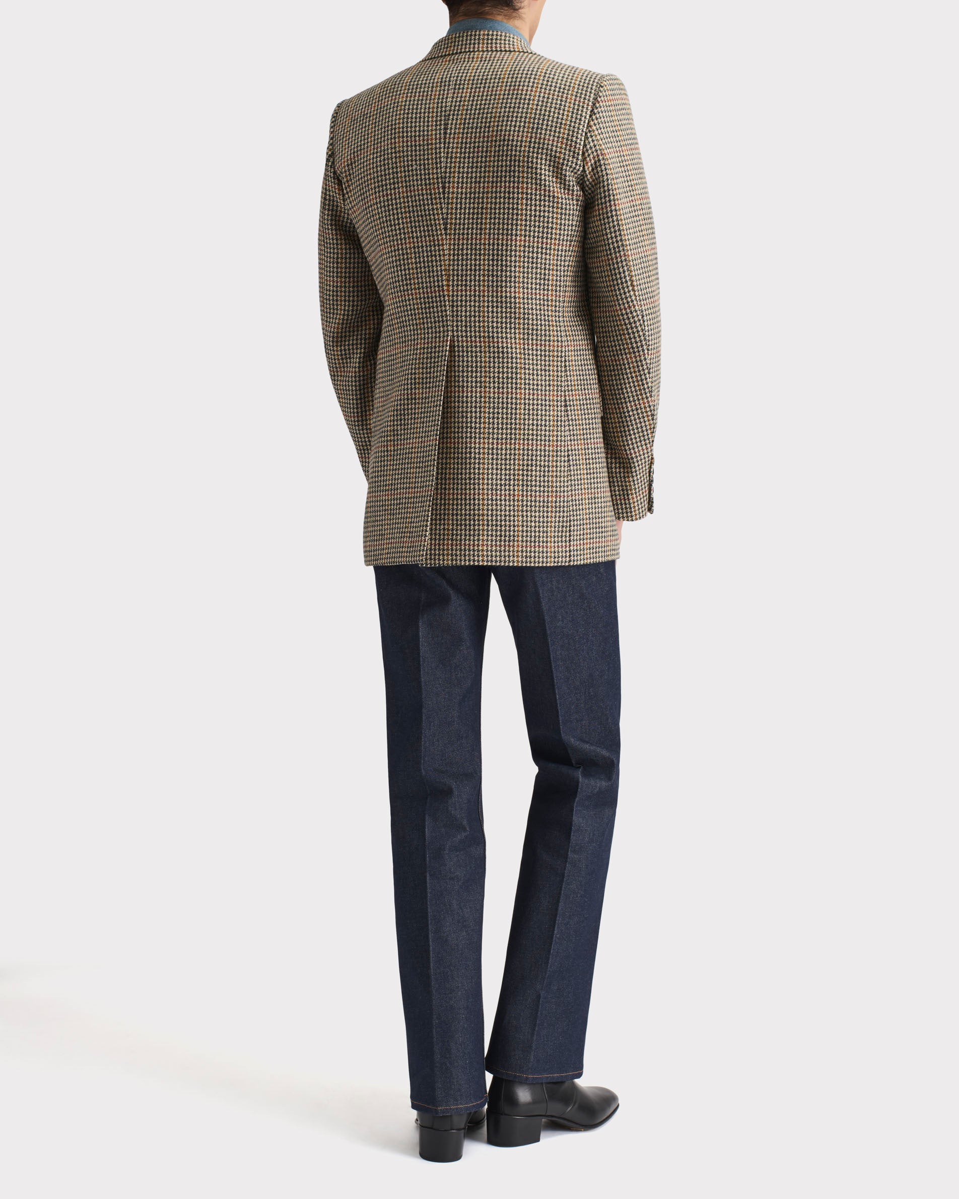VESTE DROITE EN TWEED DE LAINE - PIED-DE-POULE BEIGE - Image 3