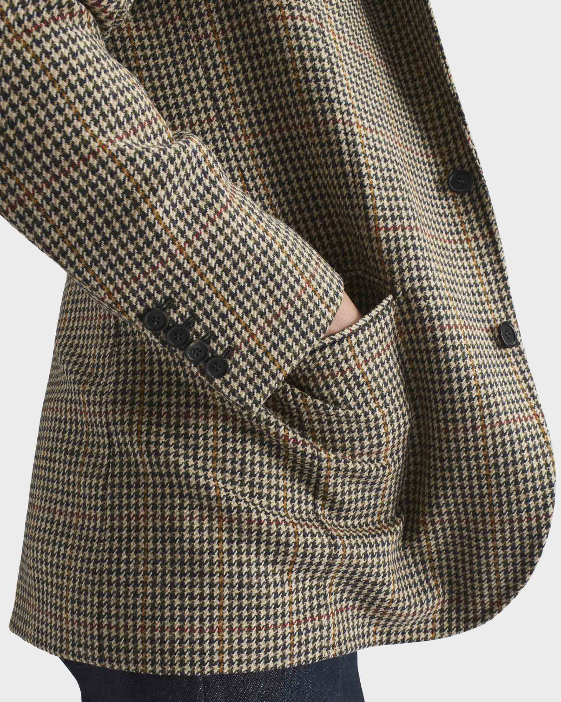 VESTE DROITE EN TWEED DE LAINE - PIED-DE-POULE BEIGE - Image 5