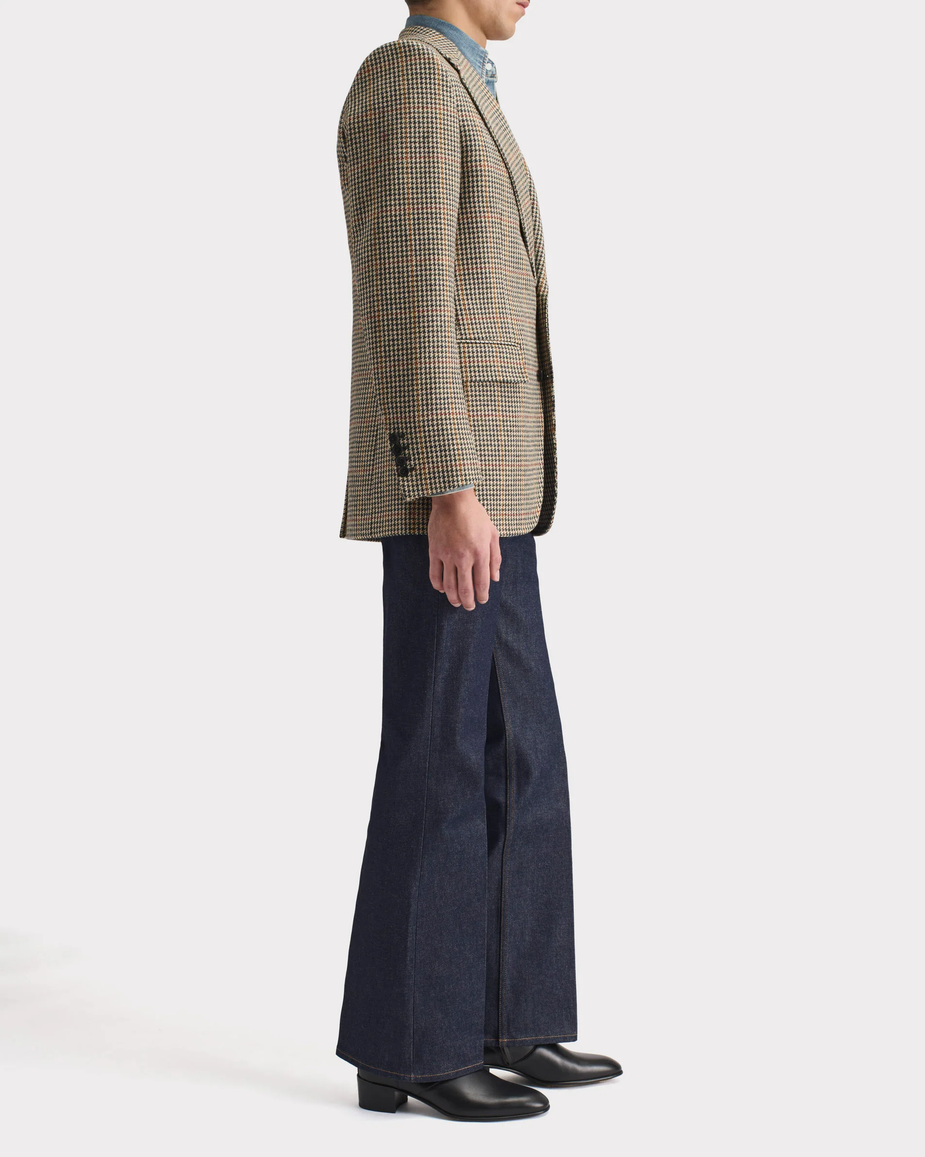 VESTE DROITE EN TWEED DE LAINE - PIED-DE-POULE BEIGE - Image 6