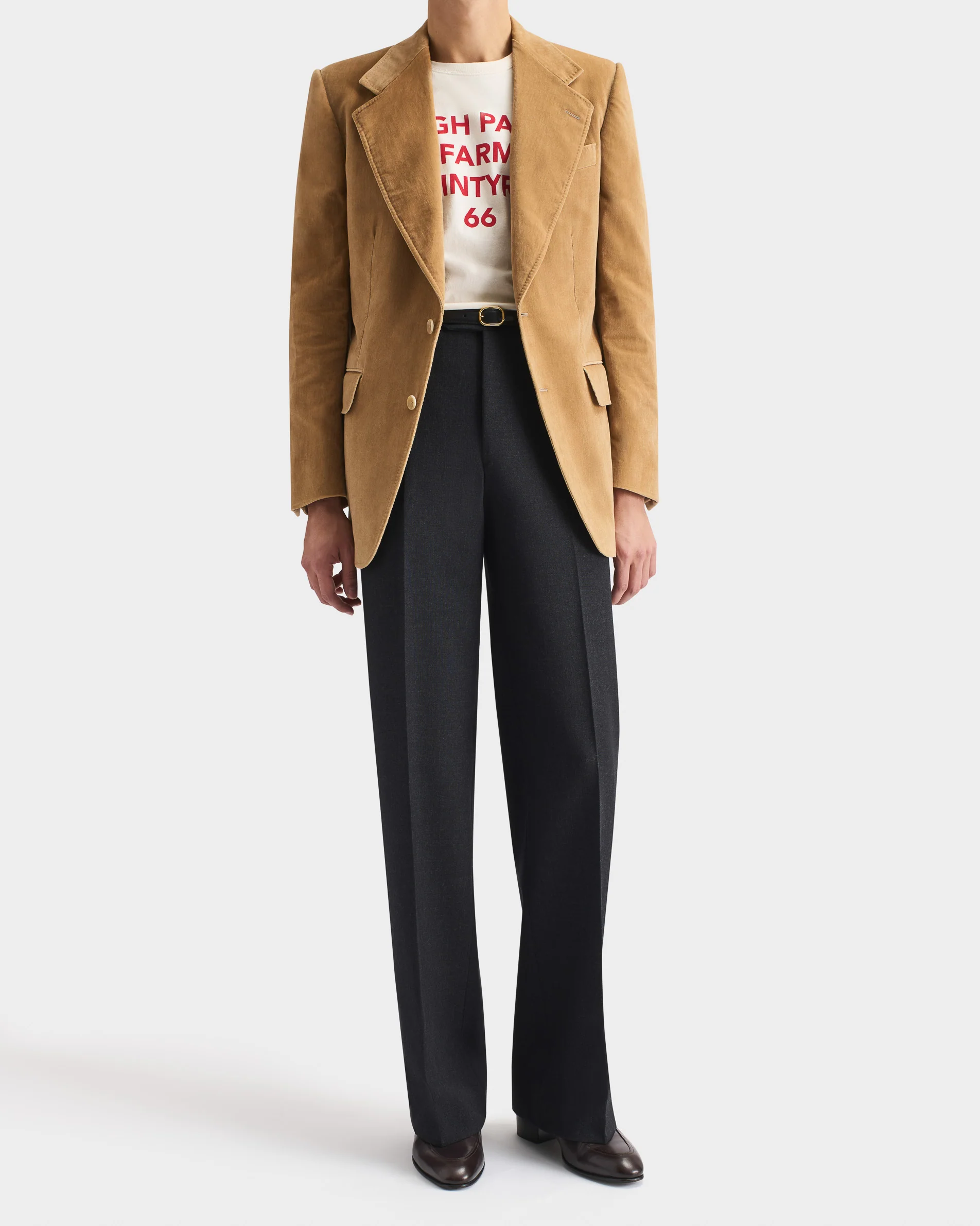 VESTE DROITE EN VELOURS DE COTON - BEIGE - Image 4