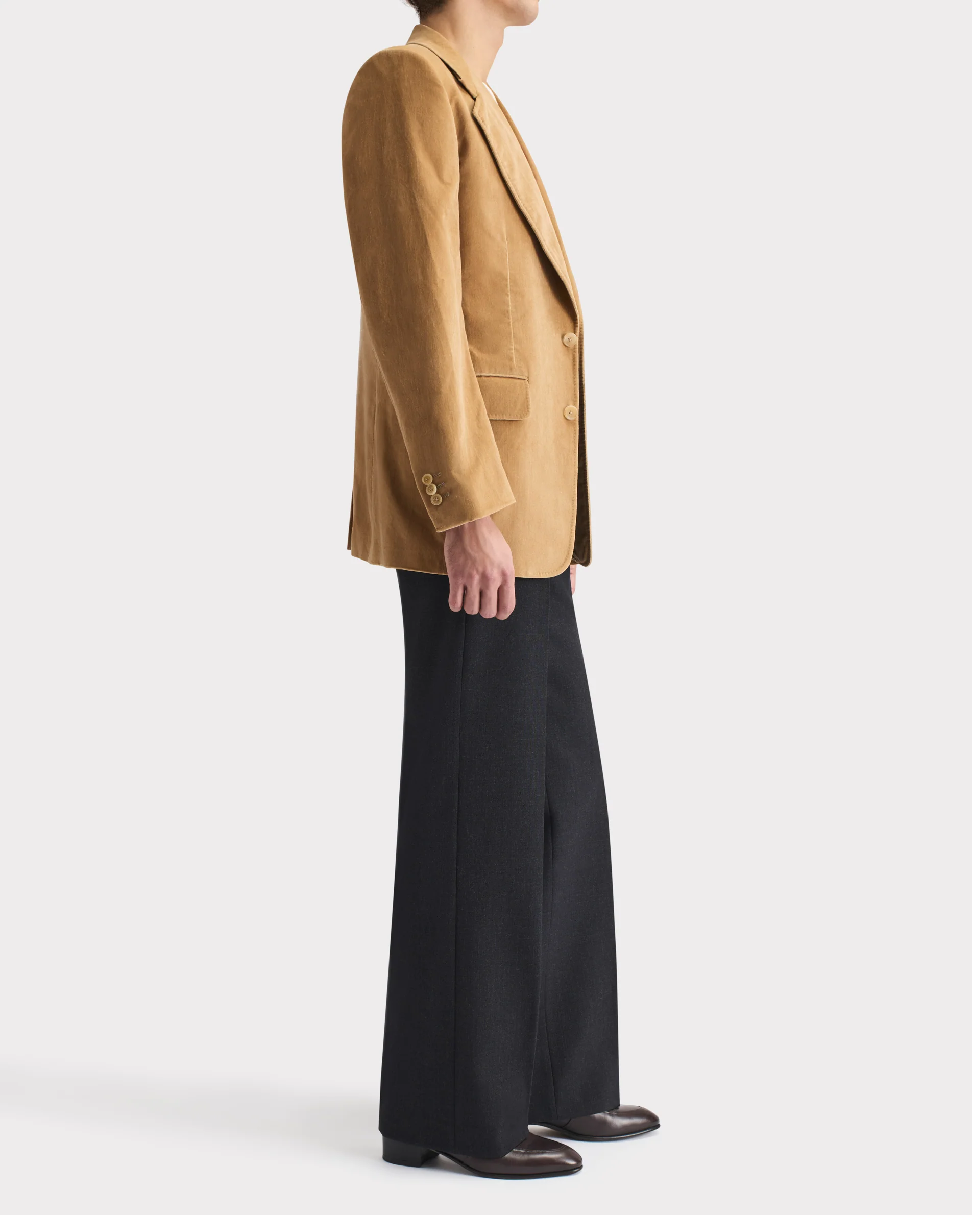 VESTE DROITE EN VELOURS DE COTON - BEIGE - Image 5