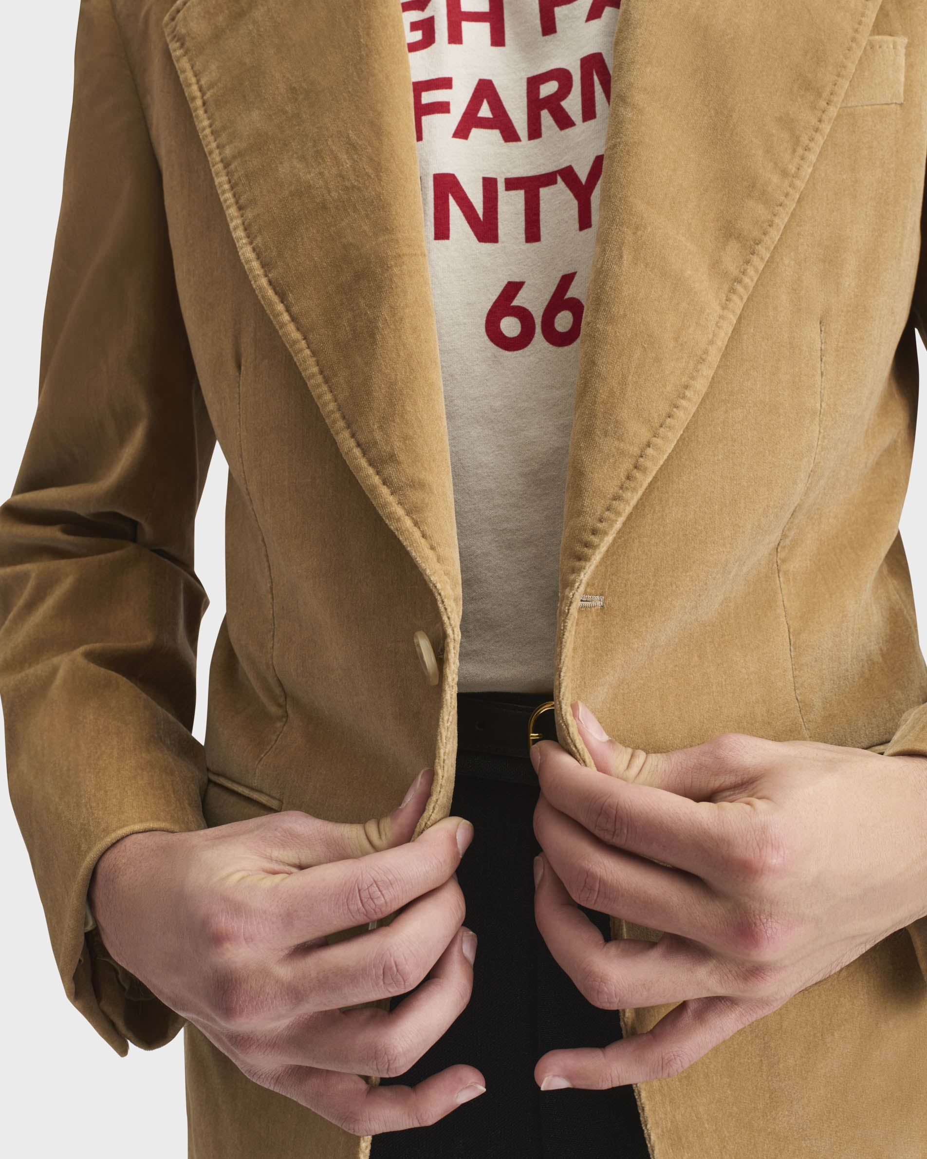 VESTE DROITE EN VELOURS DE COTON - BEIGE - Image 6