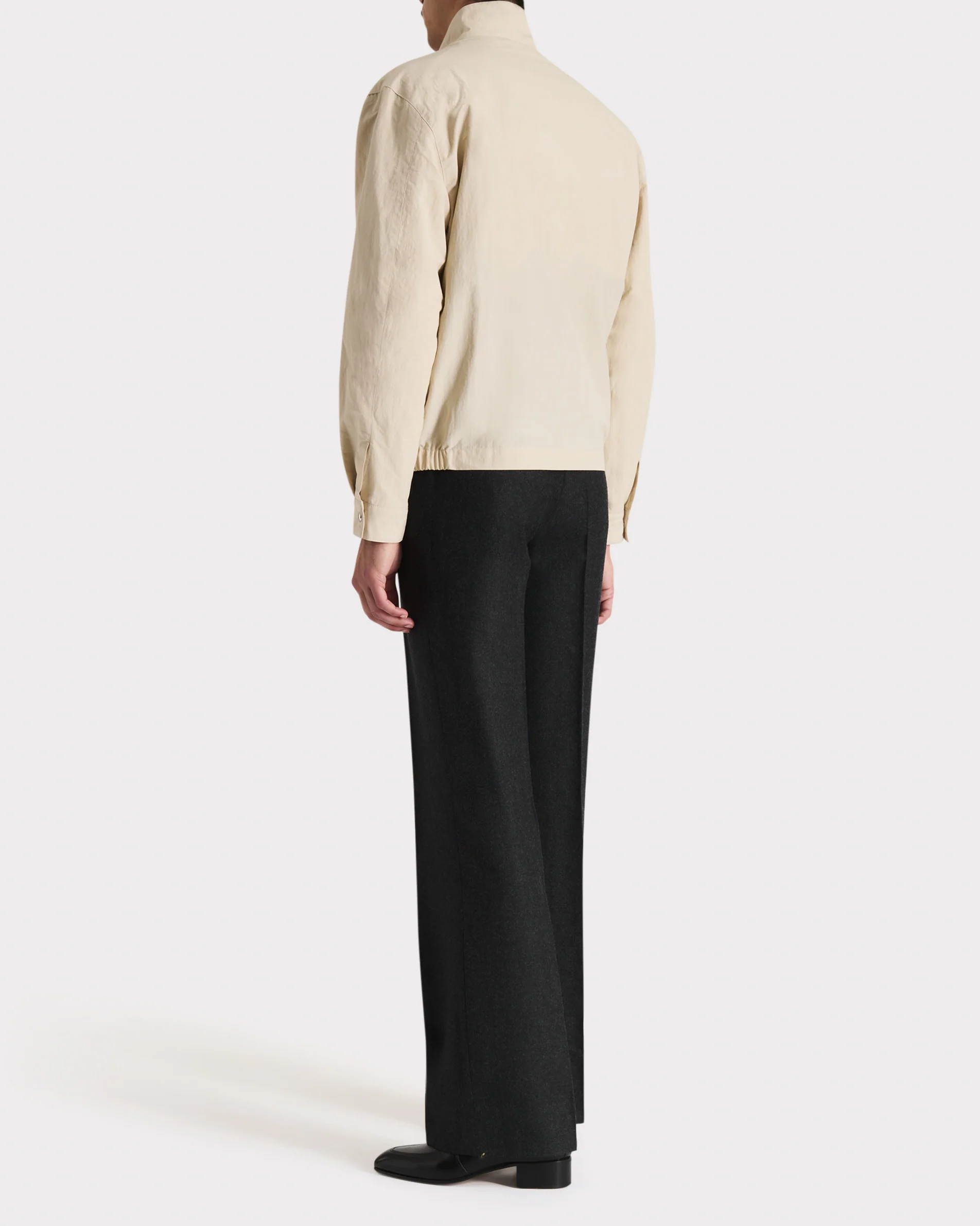 BLOUSON ZIPPÉ EN COTON ET POPELINE - BEIGE CLAIR - Image 3