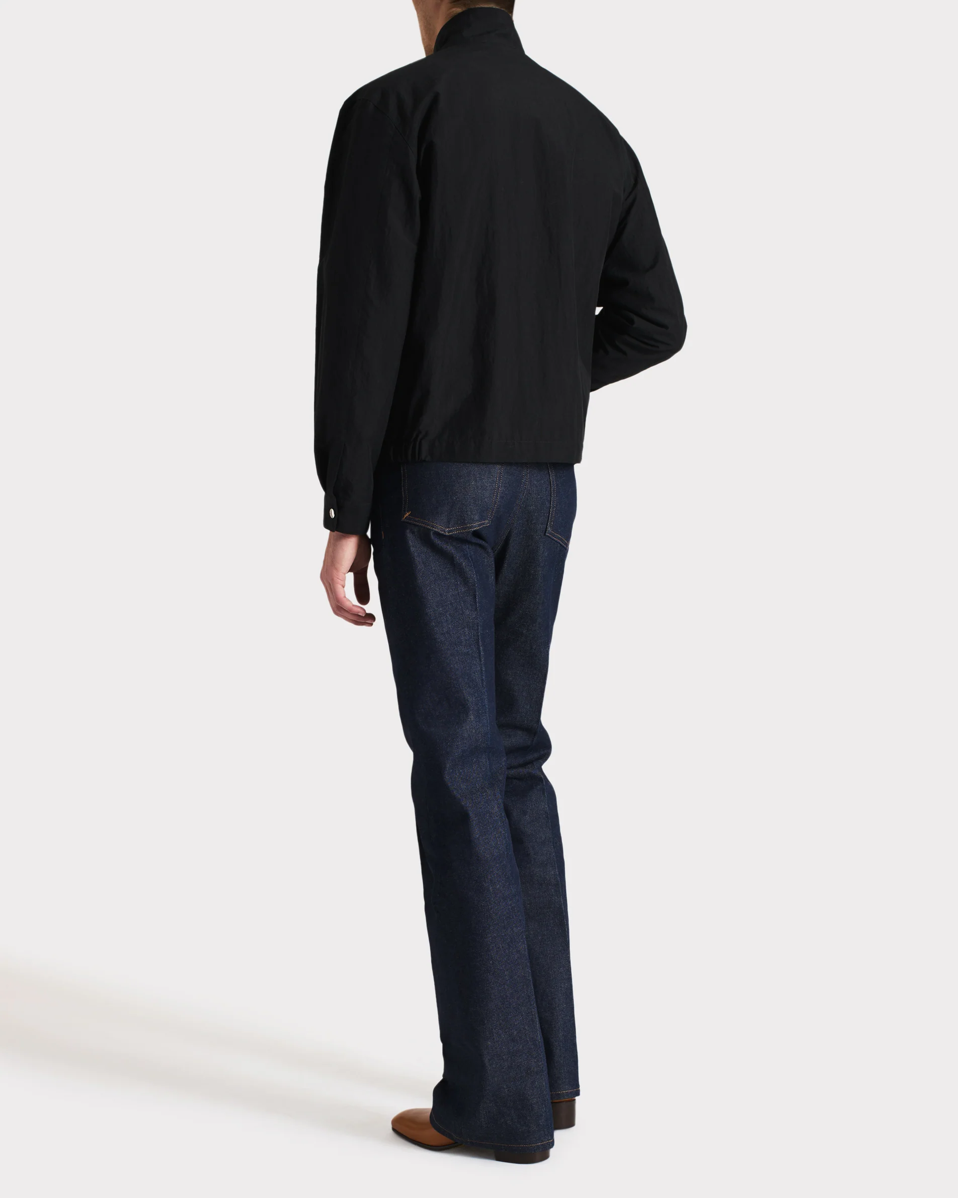 BLOUSON ZIPPÉ EN COTON ET POPELINE - NOIR - Image 3