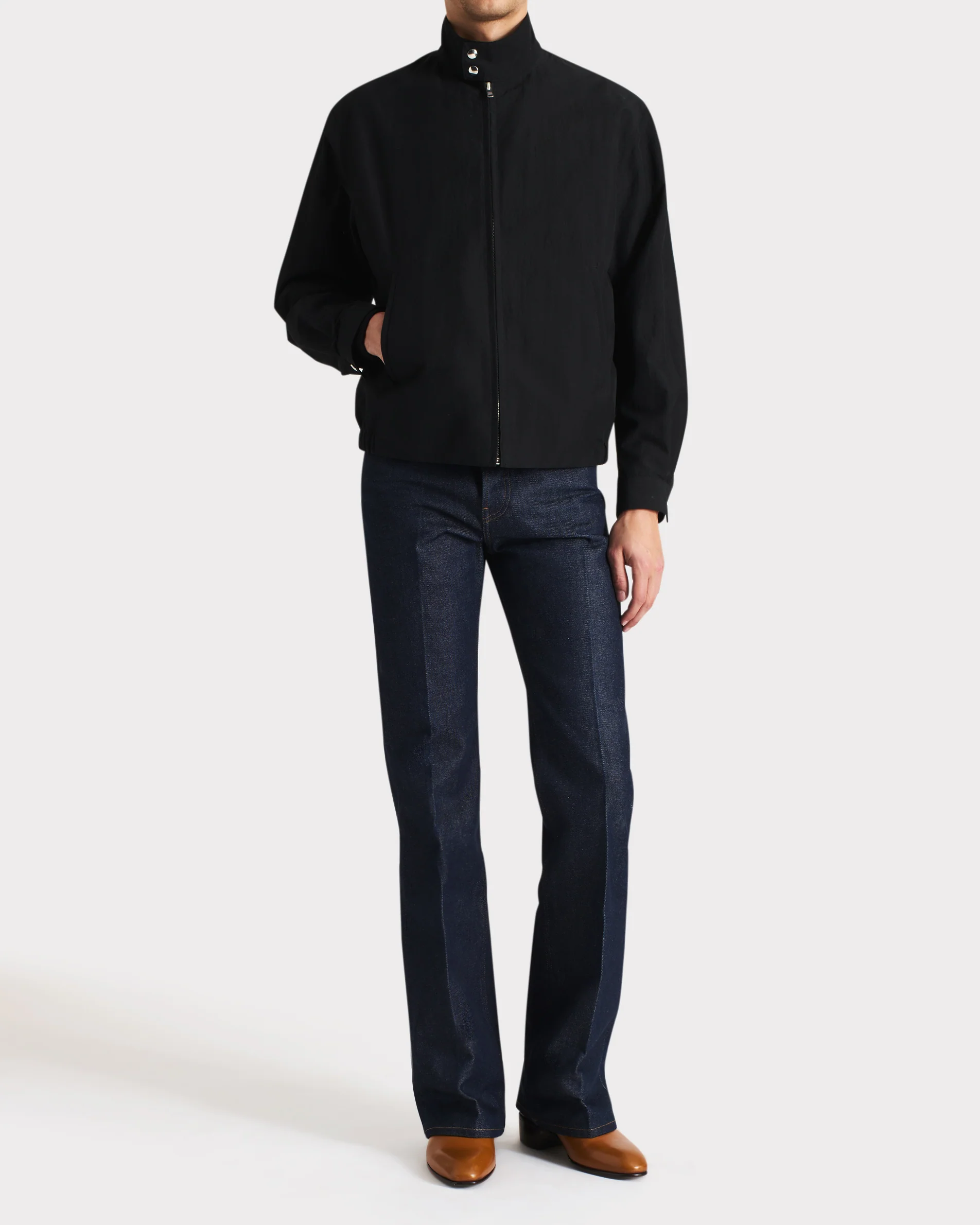 BLOUSON ZIPPÉ EN COTON ET POPELINE - NOIR - Image 4
