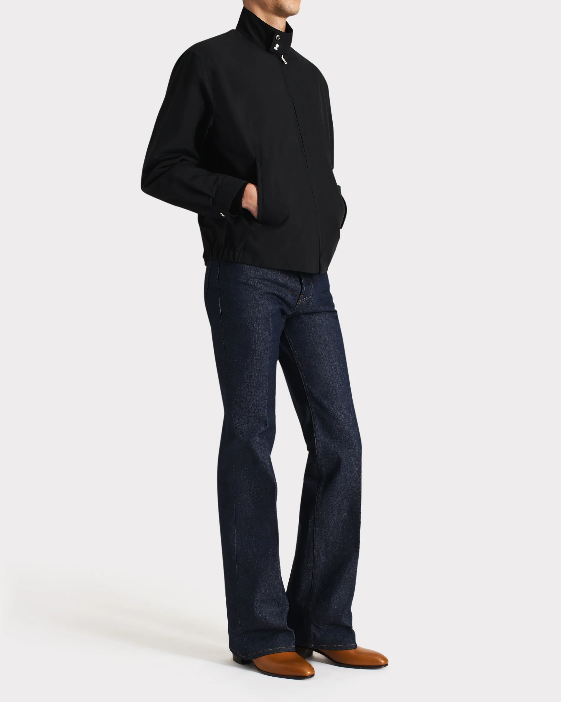 BLOUSON ZIPPÉ EN COTON ET POPELINE - NOIR - Image 5
