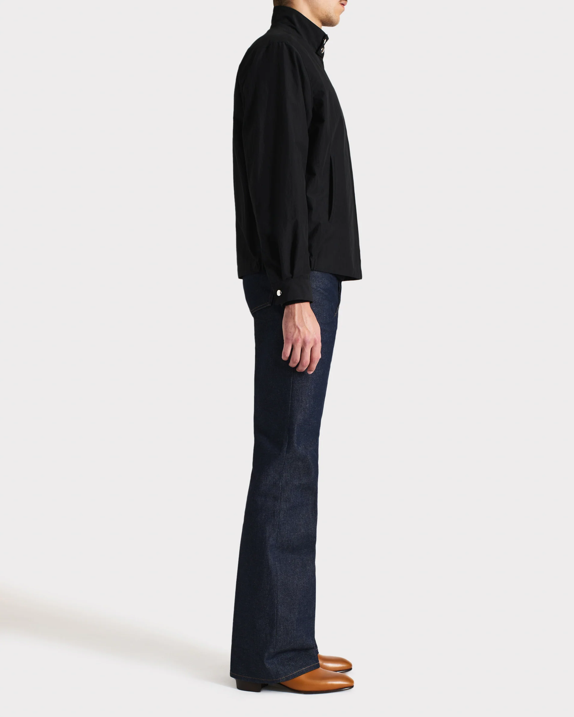 BLOUSON ZIPPÉ EN COTON ET POPELINE - NOIR - Image 6